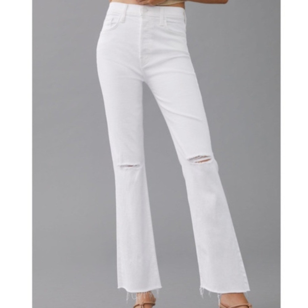 Mother The Tripper Ankle Fray White High‎ Rise Bootcut Jeans Distressed 29